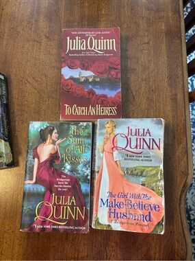 Julia Quinn Paperback Romance Trio - Red, Burgundy, Peach Covers